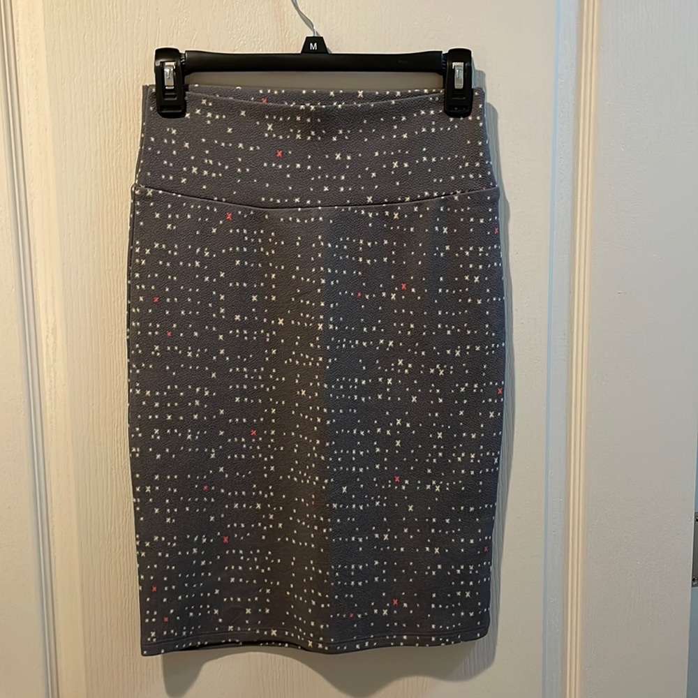 Grey white and pink Lula Roe Cassie skirt